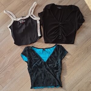 Xs Small Stylish Black and Blue Crop Tops Set